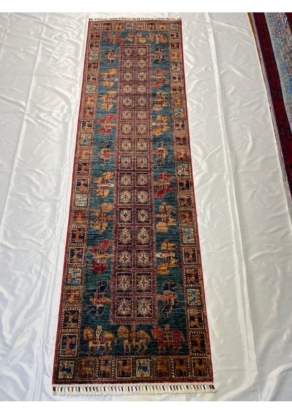 El Dokuma Afgan Halı Pazırık Desen Yolluk