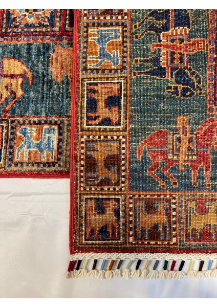 El Dokuma Afgan Halı Pazırık Desen Yolluk