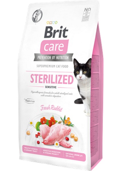 Sptrns Brit Care 7 kg Kısırlaştırılmış Hassas Kediler Için, Tahılsız, Hipoalerjenik Taze Tavşan Etli Kuru Mama