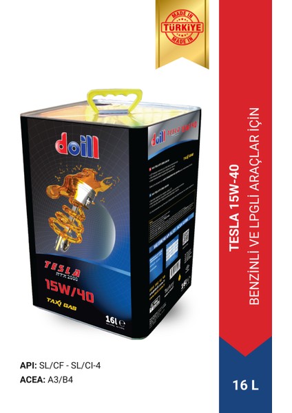 Tesla 15W-40 Apı Sl/cf Acea A3/b4 16 Litre Motor Yağı (Üretim Yılı: 2025)
