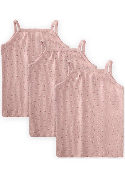 Ip Askılı Kız Atlet Üçlü Pudra Çiçek Desenli fiyatları