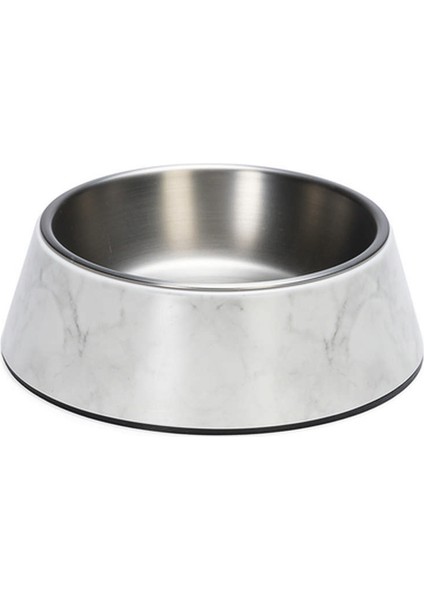 Sptrns Beeztees Dbl Köpek Mama Su Kabı, Mat Paslanmaz Çelik, Beyaz Mermer Görünümlü, 17,5cm, 350ML