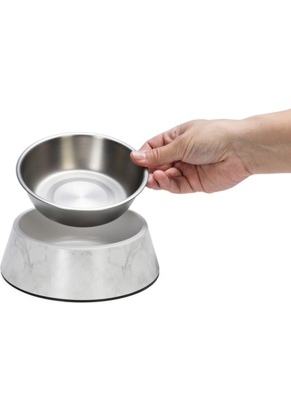 Sptrns Beeztees Dbl Köpek Mama Su Kabı, Mat Paslanmaz Çelik, Beyaz Mermer Görünümlü, 17,5cm, 350ML modelleri