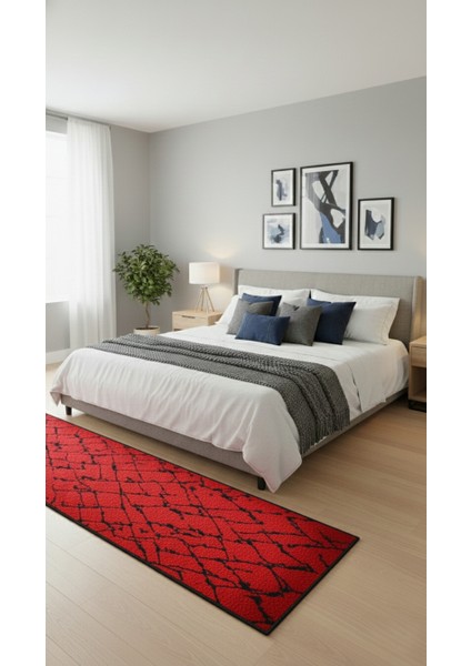 Modern Iskandinav Desenli Şönil Kilim Kaydırmaz Pamuk-Dokuma Taban