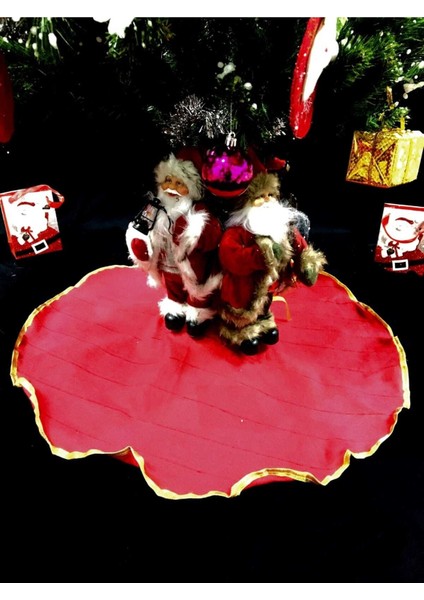 Kırmızı 90X90 Ağaç Altı Örtüsü, Yılbaşı Dekorasyonu Için Şık ve Renkli Seçenek