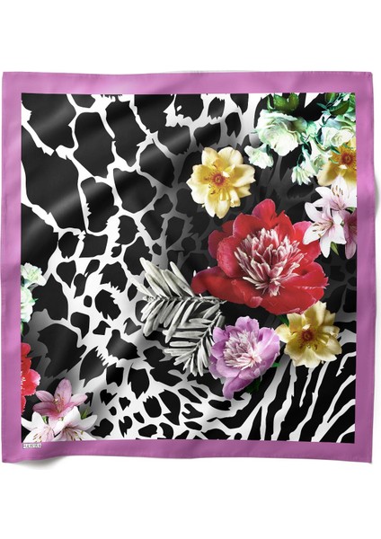 Zebra & Çiçek Desenli Bandana Fular