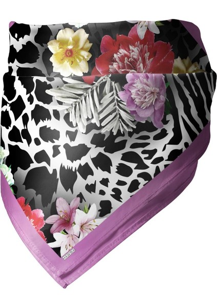 Zebra & Çiçek Desenli Bandana Fular modelleri