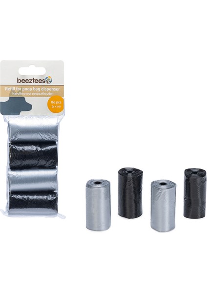 Sptrns Beeztees Köpek Dışkı Toplama Poşeti, Siyah Gri, 4X20ADET