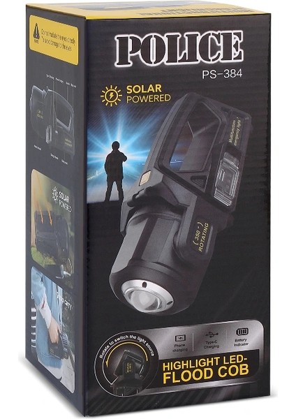 Police PS-384 Şarjlı Güneş Enerjili Spot Fener