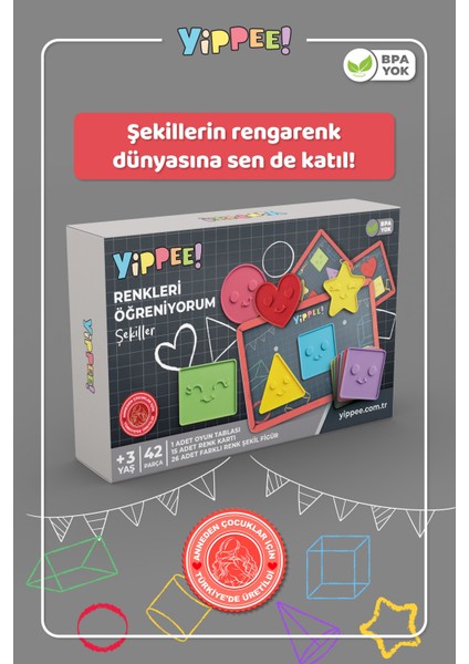 Renkleri Öğreniyorum - Şekiller Serisi | Renk Eşleştirmeli Eğitici Oyun Seti (42 Parça) fiyatları