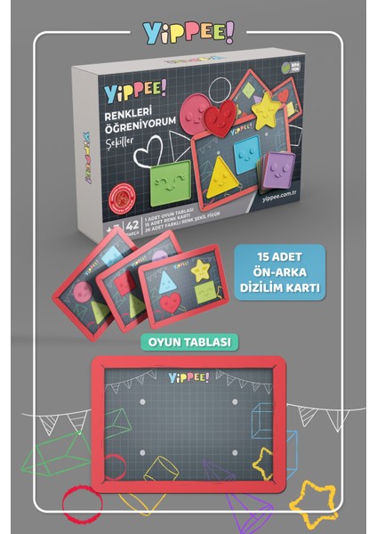 Renkleri Öğreniyorum - Şekiller Serisi | Renk Eşleştirmeli Eğitici Oyun Seti (42 Parça) modelleri