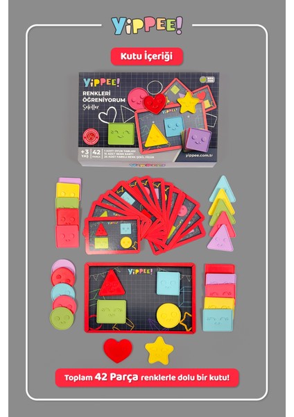 Renkleri Öğreniyorum - Şekiller Serisi | Renk Eşleştirmeli Eğitici Oyun Seti (42 Parça) indirimleri