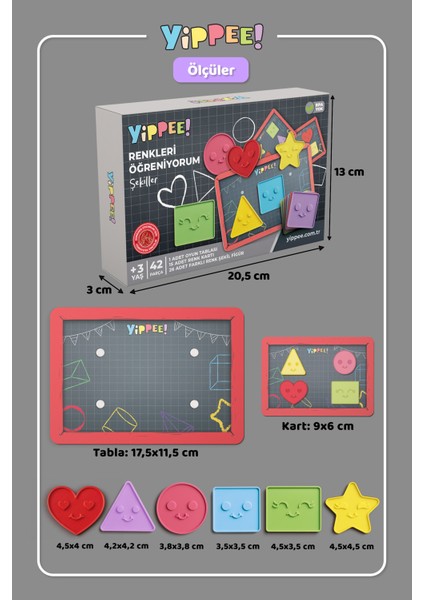 Renkleri Öğreniyorum - Şekiller Serisi | Renk Eşleştirmeli Eğitici Oyun Seti (42 Parça)