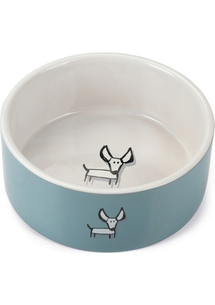 Sptrns Beeztees Köpek Mama Su Kabı, Seramik, Beyaz Turkuaz, 18,5cm, 1400ML
