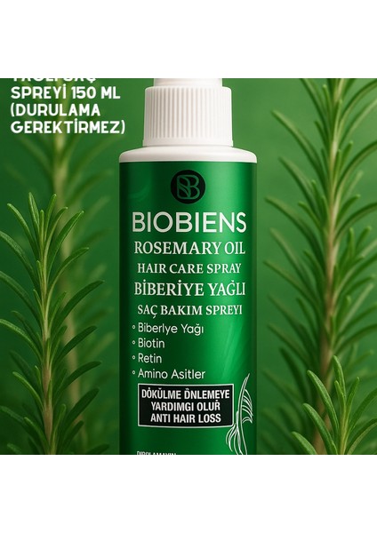 Biobiens - Biberiye Yağlı Saç Spreyi 150 ml (Biotin & Amino Asitler) (Dökülme Önleyici)