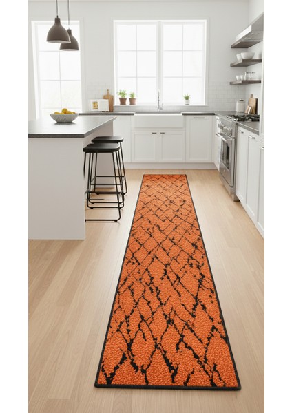 Modern Iskandinav Desenli Şönil Kilim Kaydırmaz Pamuk-Dokuma Taban