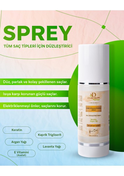 Keratin + Argan Yağlı Saç Düzleştirici Sprey