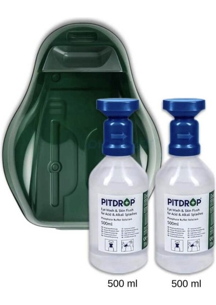 Göz Duşu Solüsyonu Set (Pitdrop 500 ml Kimyasal Ikili Aynalı Set Duvar Tipi)