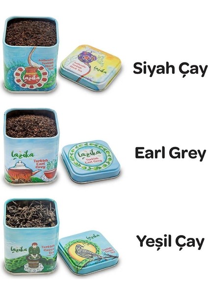 Authentic Turkish Tea Collection- Earl Grey, Siyah ve Yeşil Çay Premium Koleksiyonu, El Yapımı