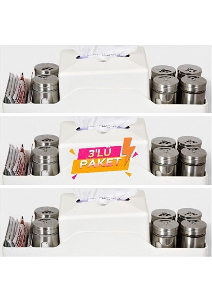 Restoran & Cafe & Barlara & Ofis Özel Manager Organizer Peçetelik Plastik Yatay 3'lü Paket