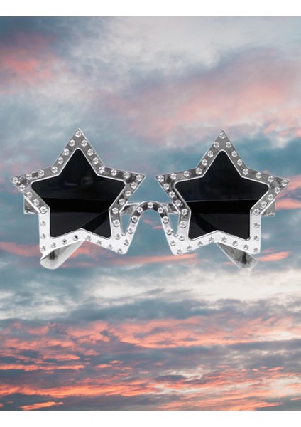 Parti Gözlük Yıldız Görünümlü Gümüş Siyah Cam
