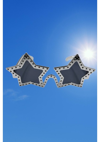 Parti Gözlük Yıldız Görünümlü Gümüş Siyah Cam