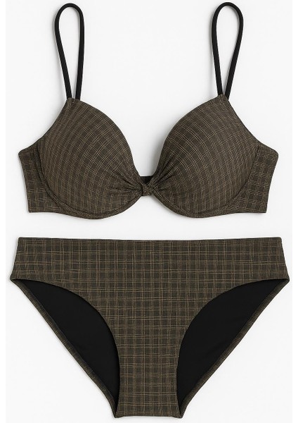 Kadın Kareli Desen Bikini Takımı – Toparlayıcı Kap, Ayarlanabilir Askılı -1156 modelleri