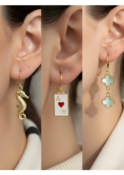 Trend Sembol Figürlü 3’lü Kadın Küpe Set