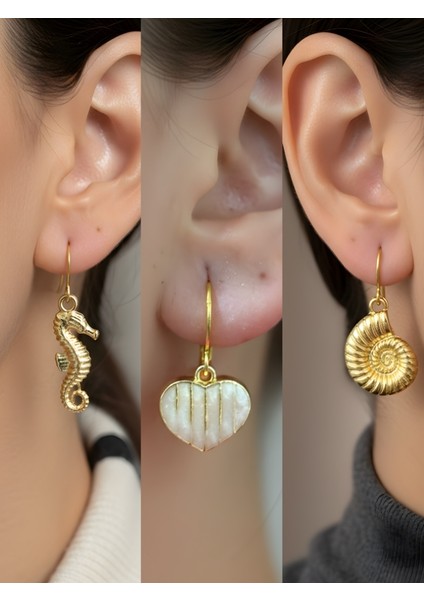 Trend Sembol Figürlü 3’lü Kadın Küpe Set