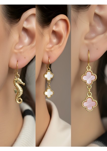 Trend Sembol Figürlü 3’lü Kadın Küpe Set