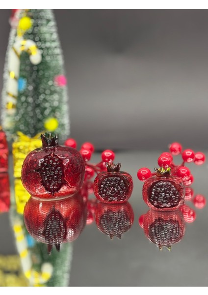 Kırmızı El Yapımı Nar Biblo 3 Lü