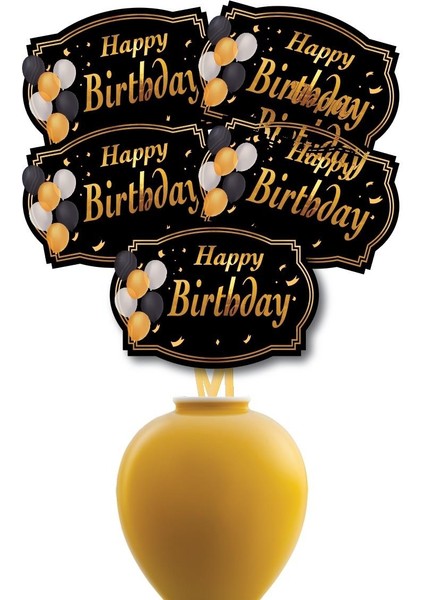 Konuşma Balonu 5li Happy Birthday Siyah Temalı Bal fiyatları
