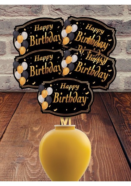 Konuşma Balonu 5li Happy Birthday Siyah Temalı Bal