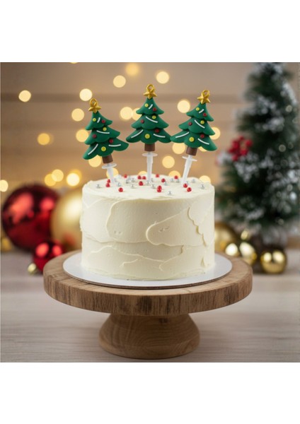 Yeşil 5 Adet 5 cm Yılbaşı Çam Ağacı Pasta Süsü, Cupcake Topper, Dekoratif Figür Seti fiyatları