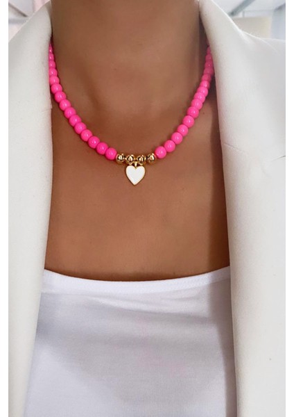 Kalp Uçlu Cam Boncuk Kolye