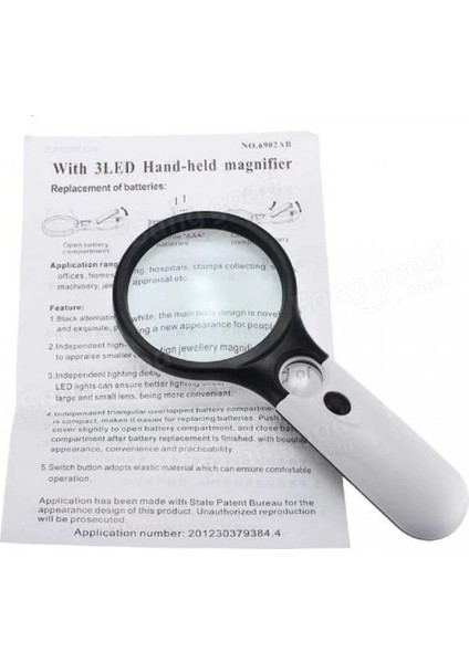 3 LED Işıklı 3X75 mm 45X22 mm El Büyüteç fırsatları