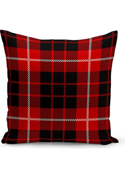 Yılbaşı Ekose Serisi Çok Renkli Çift Taraflı Dijital Baskılı Kırlent Kılıfı