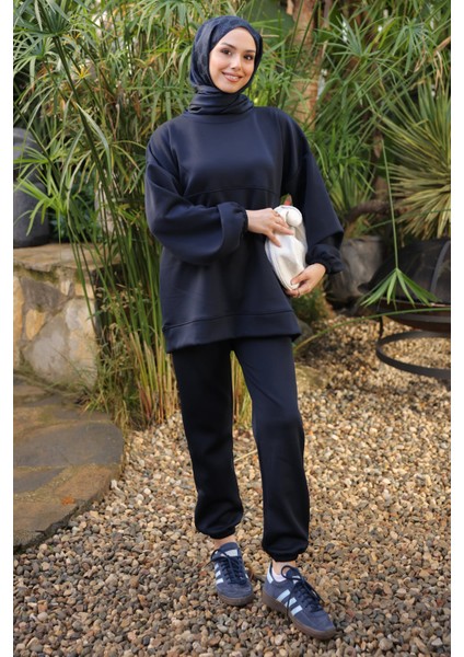 Koyu Lacivert Armalı Tunik Pantolonlu Takım modelleri