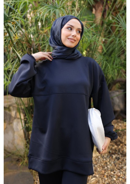 Koyu Lacivert Armalı Tunik Pantolonlu Takım fırsatları