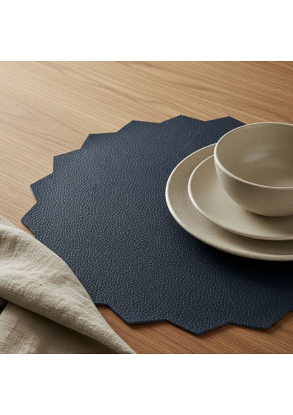 2 Adet Deri Amerikan Servis-Kolay Silinebilir SUPLA-33X33 Cm-Gülün Dikeni Desen