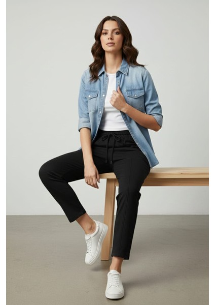 Kadın Jogger Çimalı Beli Lastikli Modal Kumaş Pantalon fiyatları