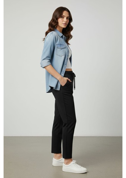 Kadın Jogger Çimalı Beli Lastikli Modal Kumaş Pantalon modelleri