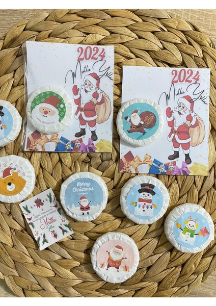 5 Adet Yılbaşı Temalı Sabun Seti, Noel Baba ve Mutlu Yıllar Kartlı Hediye