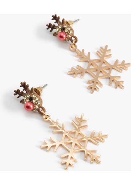 Sallantılı Yılbaşı Temalı Kar Tanesi Küpe fiyatları