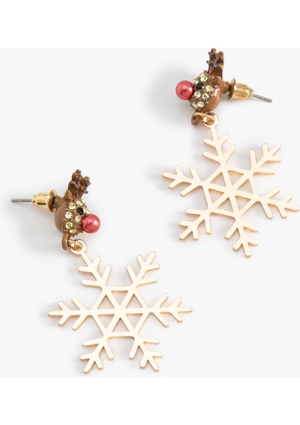 Sallantılı Yılbaşı Temalı Kar Tanesi Küpe modelleri