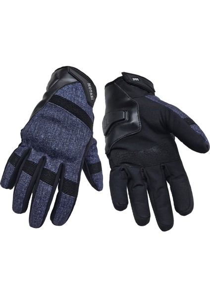 Softshell Suya Dayanıklı Yumruk ve Avuç Içi Korumalı Denim Kışlık Motosiklet Eldiveni, Rüzgar Geçirmez