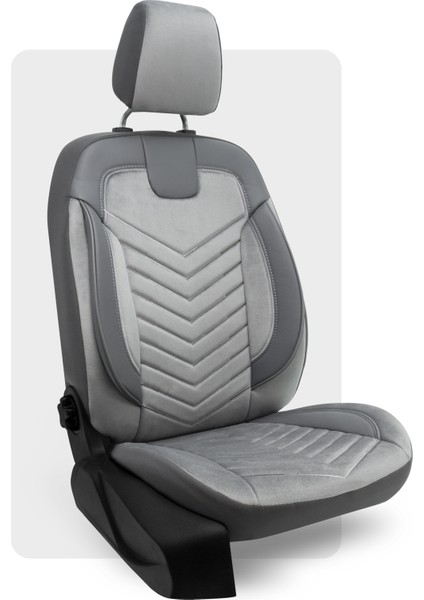 Carbon Taytüyü Airbag Uyumlu Ortopedik Destekli Universal Oto Koltuk Kılıfı Gri - Füme