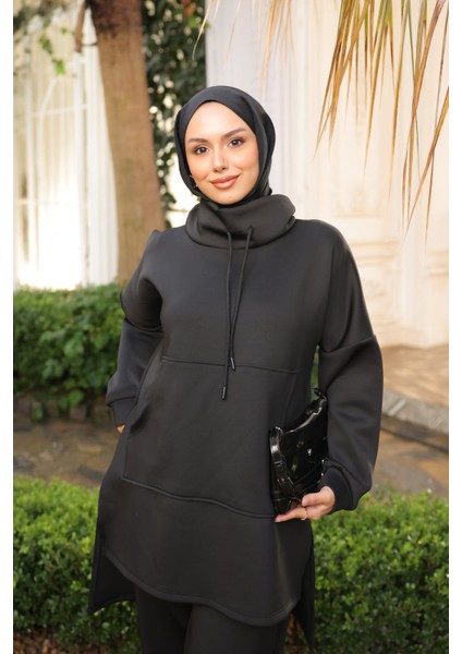 Siyah Cepli Tunik Pantolonlu Scuba Takım modelleri