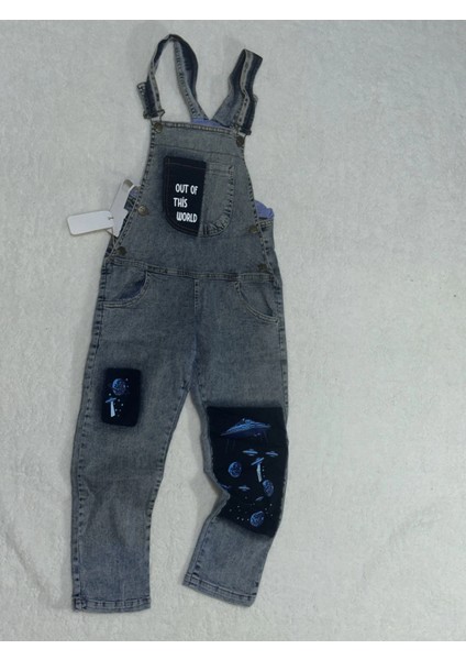 8-9 Yaş Kız Çocuk Jeans Tulum Baskılı Buz Mavi fiyatları