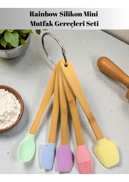 Rainbow 5 Parça Silikon Mini Mutfak Gereçleri Seti
